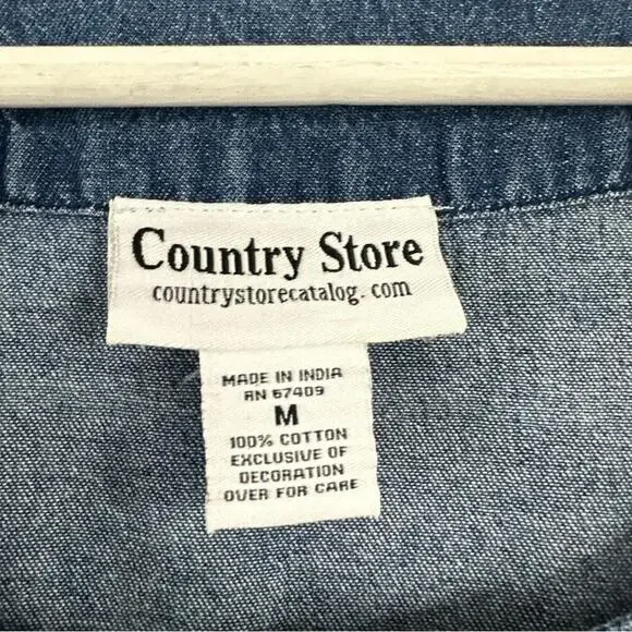 Country Store Women’s Floral Embroidered Denim Dress Size M - Picture 3 of 5